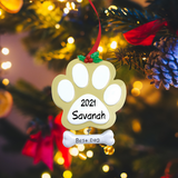 Personalized Dog Paws Christmas Ornament Black Paw
