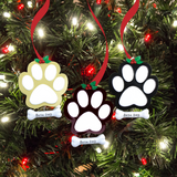 Personalized Dog Paws Christmas Ornament Black Paw