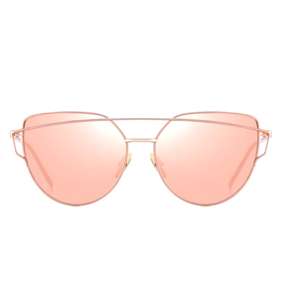 Classic Twin-Beams Metal Frame Cat-Eye Sunglasses
