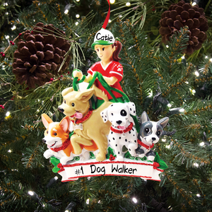 Personalized Dog Walker - Dog Lover Christmas Ornament