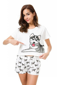 Husky Dog Two-Piece Pajamas Set