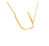 Large Initial Letter Necklace Gold U Initial Letter Pendant Necklace | Posh Pick Me Ups