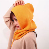 Hooded Scarf Hat Wool Balaclava Womens Orange Scarf Beanie | Posh Pick Me Ups
