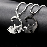 Cat Couples Yin Yang Matching Cat Pendant Necklaces black & silver display | Posh Pick Me Ups
