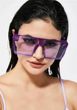 Square Flat Top Sunglasses Clear Colorful Shield Lenses