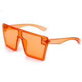 Square Flat Top Sunglasses Clear Colorful Shield Lenses