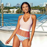 Beautiful World Print One-Piece Swimsuit Sale model front view | Posh Pick Me Ups