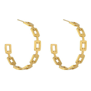 Gold Chain Hoop Earrings Minimalist