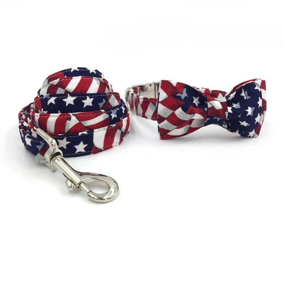 American Flag Dog Collar, Collar Bowtie & Leash Sets Dogs & Cats