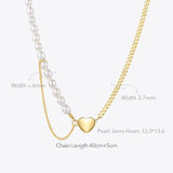 Pearl and Gold Heart Pendant Necklace