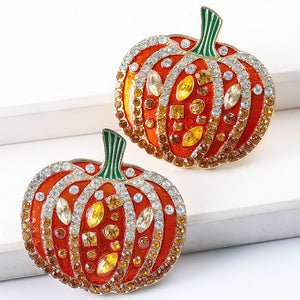 Pumpkin Earrings Crystal Baublebar Halloween Earrings studs main | Posh Pick Me Ups