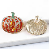 Pumpkin Earrings Crystal Baublebar Halloween Earrings studs front back | Posh Pick Me Ups