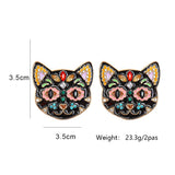 Halloween Black Cat Earrings Crystal Studs measureents | Posh Pick Me Ups