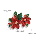 Poinsettia Flower Brooch Pin Red Crystal