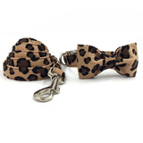 Leopard Print Designer Dog Collar Bowtie & Leash Sets Dogs & Cats