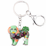 Shih Tzu Dog Keychain Wristlets Accessories Jewelry Green | Posh Pick Me Ups