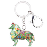 Rough Collie Dog Keychain Wristlets Accessories Green | Posh Pick Me Ups