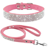 Rhinestone Bling Adjustable Collar & Leash Set for Dogs & Cats