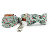 Rose Floral Print Dog Collar, Bowtie & Leash Sets Dogs & Cats