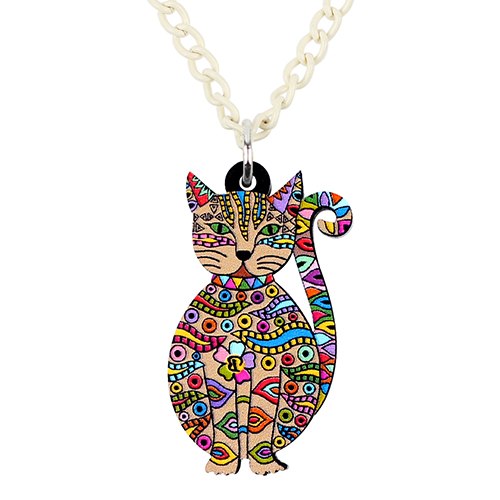 Cat Acrylic Pendant Statement Necklace