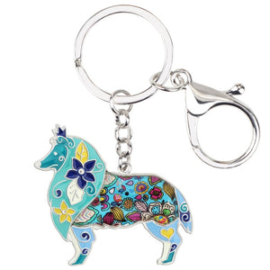 Rough Collie Dog Keychain Wristlets Accessories Multicolor | Posh Pick Me Ups