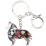 Rough Collie Dog Keychain Wristlets Accessories Gray Black | Posh Pick Me Ups