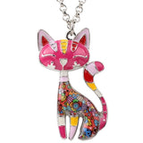 Cat Necklace Enamel Pendant Statement Necklace Pink Red Sale | Posh Pick Me Ups