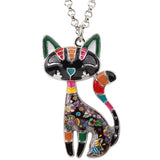Cat Necklace Enamel Pendant Statement Necklace Black Cat Sale | Posh Pick Me Ups