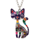 Cat Necklace Enamel Pendant Statement Necklace Purple Sale | Posh Pick Me Ups