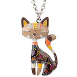 Cat Necklace Enamel Pendant Statement Necklace Brown Cat Sale | Posh Pick Me Ups