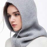 Hooded Scarf Hat Wool Balaclava Womens Scarf Grey scarf Beanie | Posh Pick Me Ups