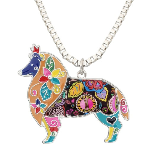 Rough Collie Dog Pendant Necklace Dog Jewelry Sale Multicolor | Posh Pick Me Ups
