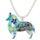 Rough Collie Dog Pendant Necklace Dog Jewelry Sale Blue | Posh Pick Me Ups
