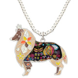 Rough Collie Dog Pendant Necklace Dog Jewelry Sale Brown | Posh Pick Me Ups