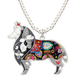 Rough Collie Dog Pendant Necklace Dog Jewelry Sale Black Grey | Posh Pick Me Ups