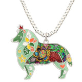 Rough Collie Dog Pendant Necklace Dog Jewelry Sale Green | Posh Pick Me Ups