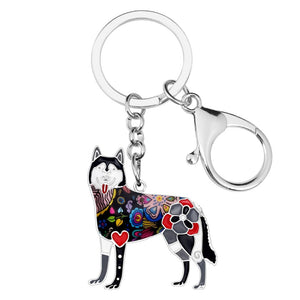 Siberian Husky Dog Keychains Wristlets Accessories Multicolor | Posh Pick Me Ups