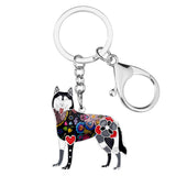 Siberian Husky Dog Keychains Wristlets Accessories Gray Black | Posh Pick Me Ups