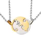 Cat Couples Yin Yang Matching Cat Pendant Necklaces gold silver | Posh Pick Me Ups