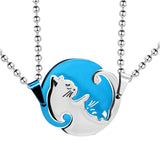 Cat Couples Yin Yang Matching Cat Pendant Necklaces blue silver | Posh Pick Me Ups